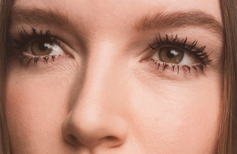closeup of models eyes with makeup for eyelashes